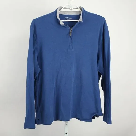 UNTUCKit Sweater Mens 3XL Blue Santangelo 1/4 Zip Pullover